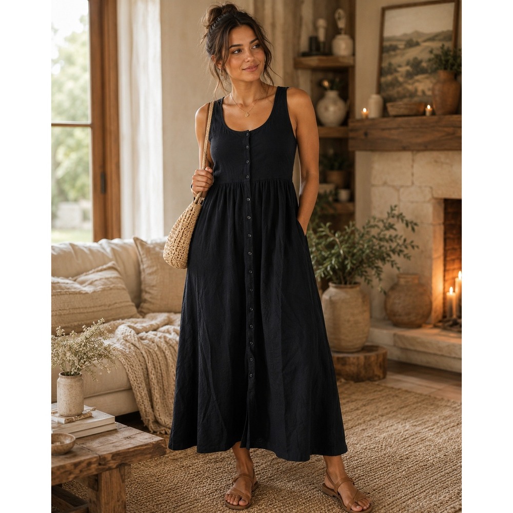 Frye Dress Womens XS Black Maxi Cottagecore Boho Coastal